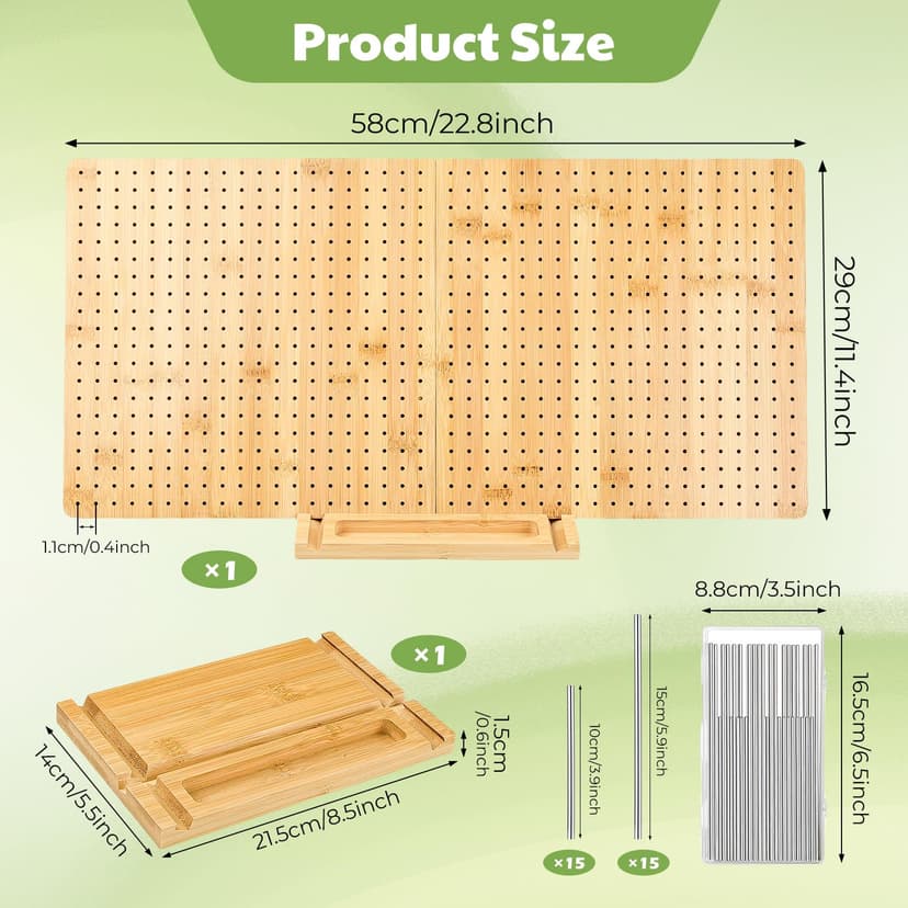 Planche de Blocage du Crochet Grande,58x29 cm Planche de Blocage Pliable en Bois avec 30 Broches et 1 Boîte de Rangement,Planche Carré du Crochet,800 Trous Planche de Blocage pour Granny Square - 2
