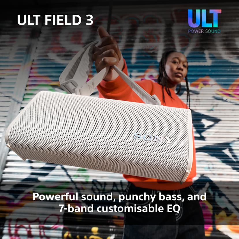 Sony ULT FIELD 3 - Portable Bluetooth Speaker with ULT POWER SOUND, 24hr Battery, IP67, Waterproof, Dustproof, Shockproof, Detachable Shoulder Strap, Compact - Off-White - 3