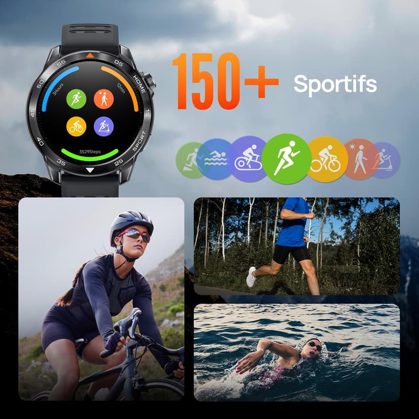 Mibro GS Pro2 Montre Connectée Homme Sport 1,43" AMOLED, avec GPS pour Running/Randonnée, Spécialisé dans Le Style Padel, 150 Modes Sportifs, Appel Bluetooth, Autonomie 20J (Gris Foncé) - 8