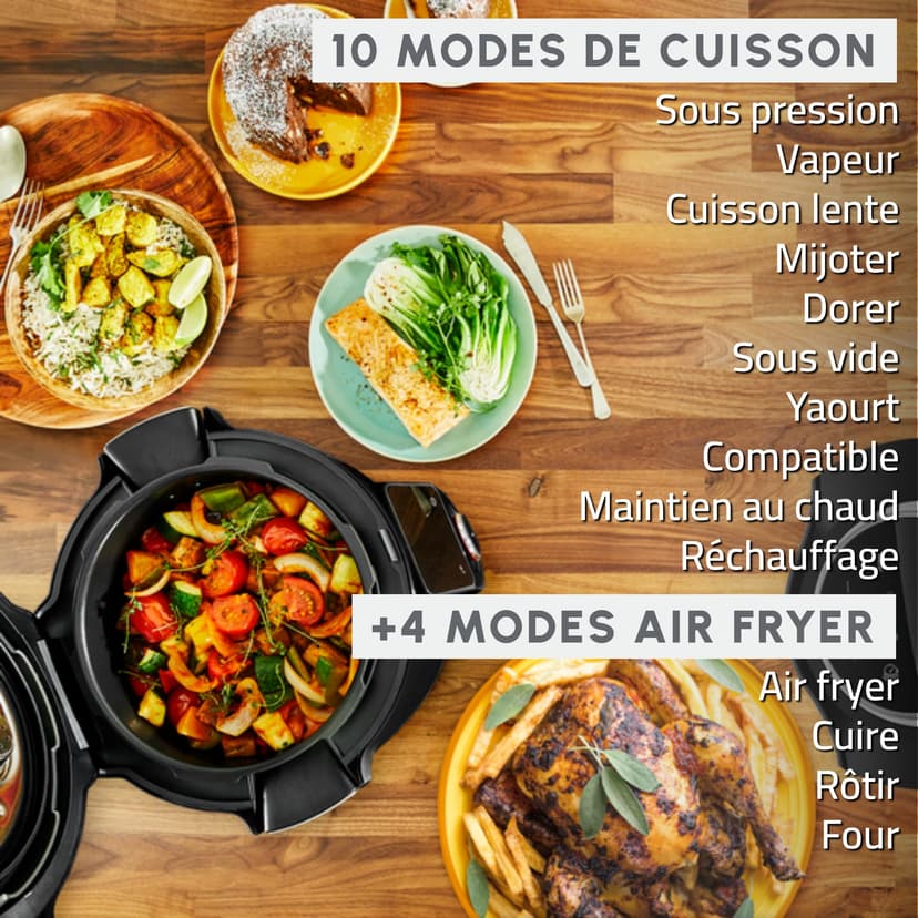 Moulinex Cookeo Wi-Fi with Extra Crisp, Multicooker, 14 Cooking Modes, Pressure Cooking, Air Fryer, Easy Step-by-Step Recipes, CE96X8F0 - 5