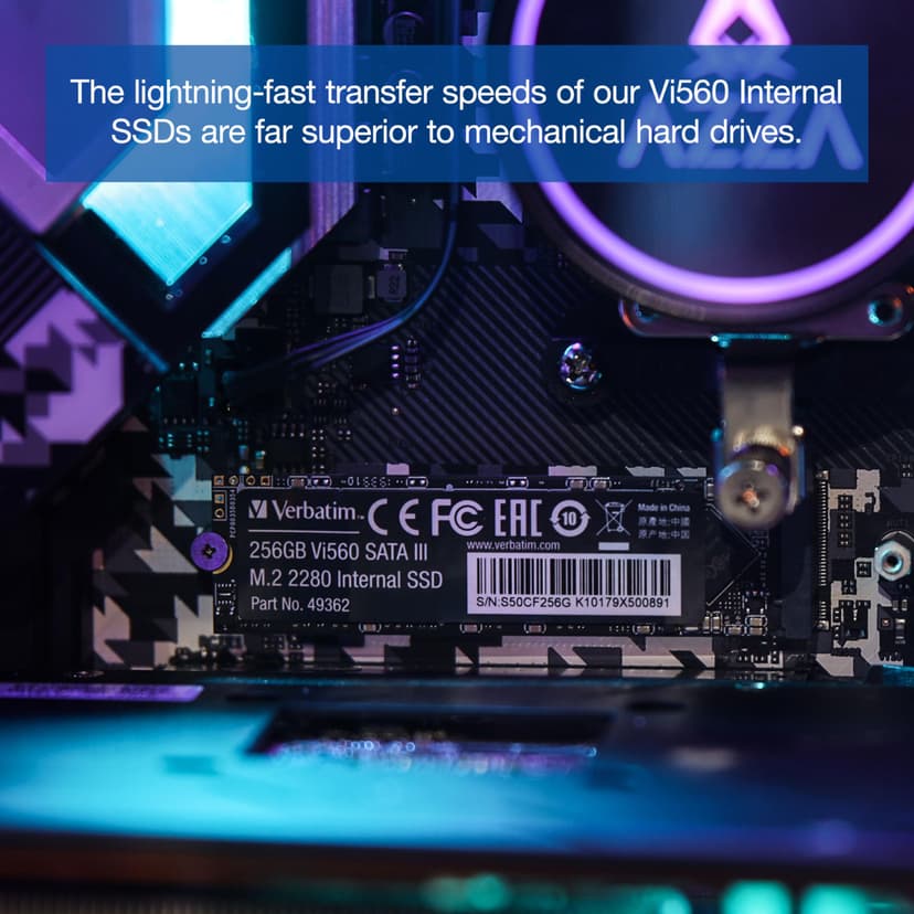 VERBATIM Vi560 S3 M.2 SSD - SSD interne 512GB de haute performance - Solid State Drive - interface SATA III M.2 - disque dur interne technologie 3D-NAND - jusqu’à 520MB/s - bleu - 2
