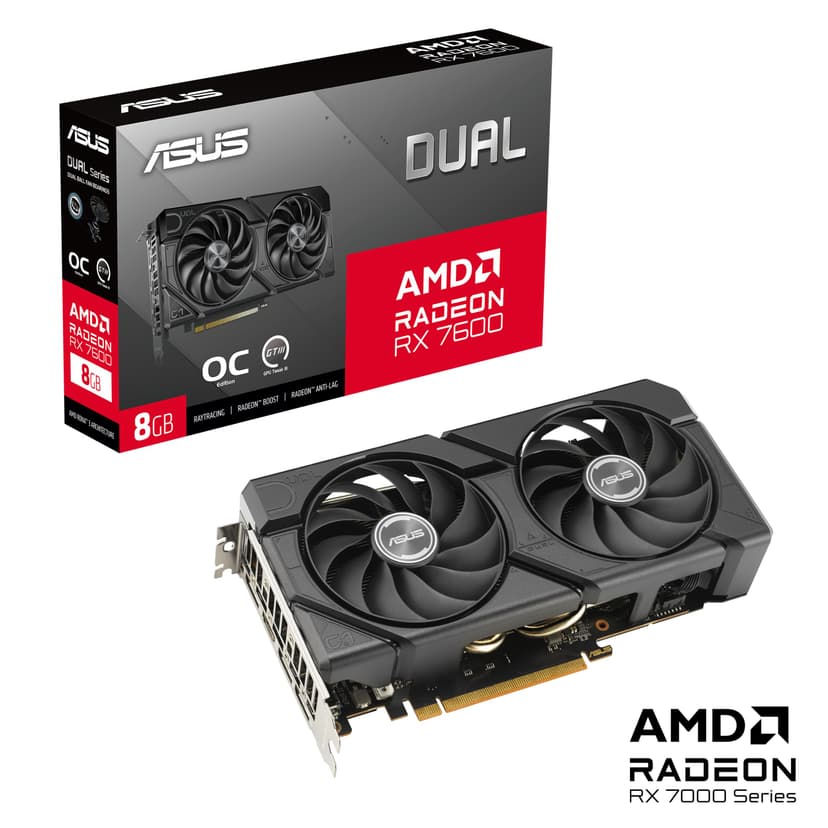 ASUS DUAL RX7600 EVO OC, 8GB DDR6, HDMI, 3 DP, 2715MHz Clock, Overclocked - 9
