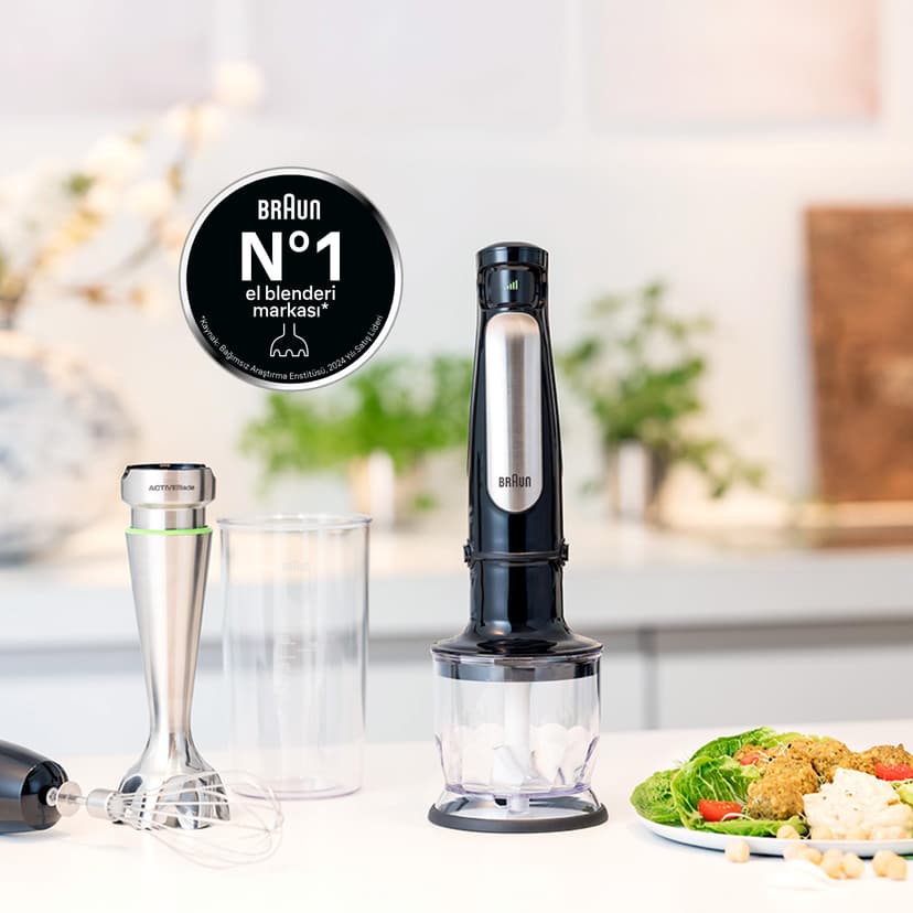 Braun Minipimer 7025 – Hand Blender, 1000 W (3 Accessories, Mini Chopper 350 ml, Rods, Measuring Cup 600 ml), Automatic Speed, Active Blade Technology) - 4