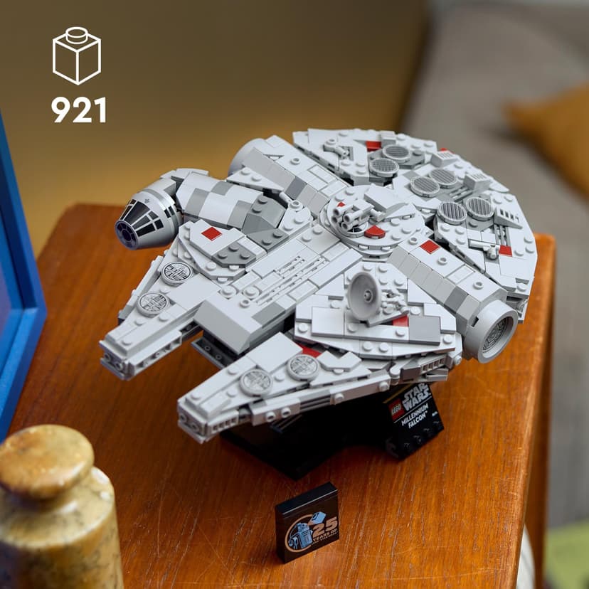 LEGO Star Wars 75375 Millennium Falcon - Set de Construction de Vaisseau Spatial Collector pour Adulte - Présentoir & Plaque Descriptive pour Déco de Bureau - Cadeau pour Fans de Un Nouvel Espoir - 2