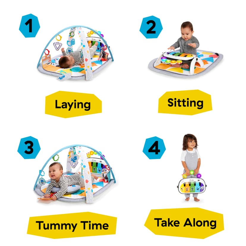 Baby Einstein 4-in-1 Kickin Tunes Play Gym, Tummy Time Baby Play Mat with Kick Piano, Music & Language Discovery, Sensory Toys, Lights & Sounds, for Newborns & Up - 2