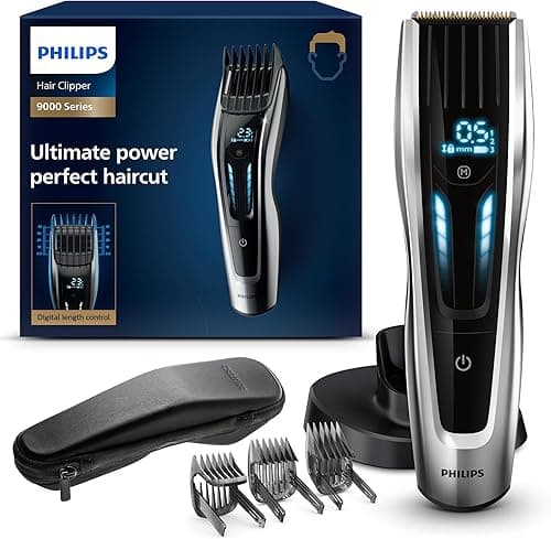 Philips Series 9000 Hair Trimmer with 400 Length Settings, Durable Titanium Blades & Digital Touch Control (Model HC9450/20)