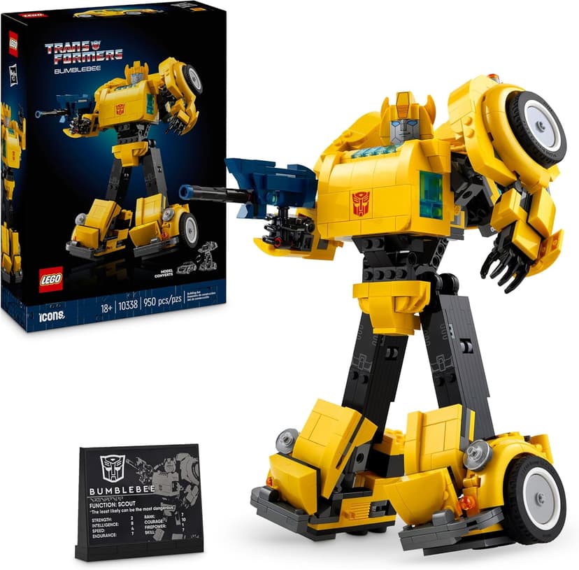 LEGO Icons Transformers Bumblebee Action Figure Building Set, Collectible Robot Model Kit for Adults to Build, Converts to Vehicle Mode, Gifts for Men, Women, Him, Her and Sci-Fi Fans 10338 - 1
