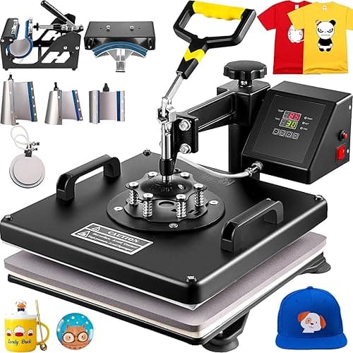 VEVOR Machine de Presse Chaude 8 en 1 Double Affichage 38 x 38 cm Presse à Chaud Machine Sublimation Presse de Chaleur 1250 W Presse de Transfert