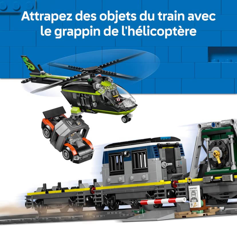 LEGO City Police Train Heist Toy - Remote Control Train Model Kit w/Circular Track, Helicopter, Rally Car & 6 Minifigures - STEM Birthday Gift for 7+ Year Old Boys - 60508 - 6