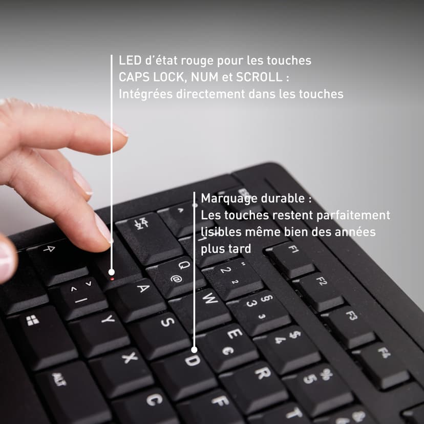 CHERRY STREAM KEYBOARD, Wired Keyboard, Belgian Layout (AZERTY), Whisper-Quiet Keystrokes, Unique Typing Experience, Flat Design, Black - 5