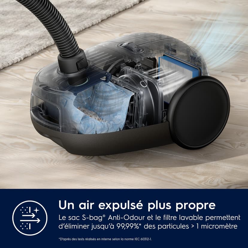 Electrolux 600 Animal, Vacuum Cleaner with Bag, Pet Hair Kit, 50% Recycled Plastic, Hygiene Filter 12 Washable, Cord 12 m XXL, EB61A5UG, Grey - 5