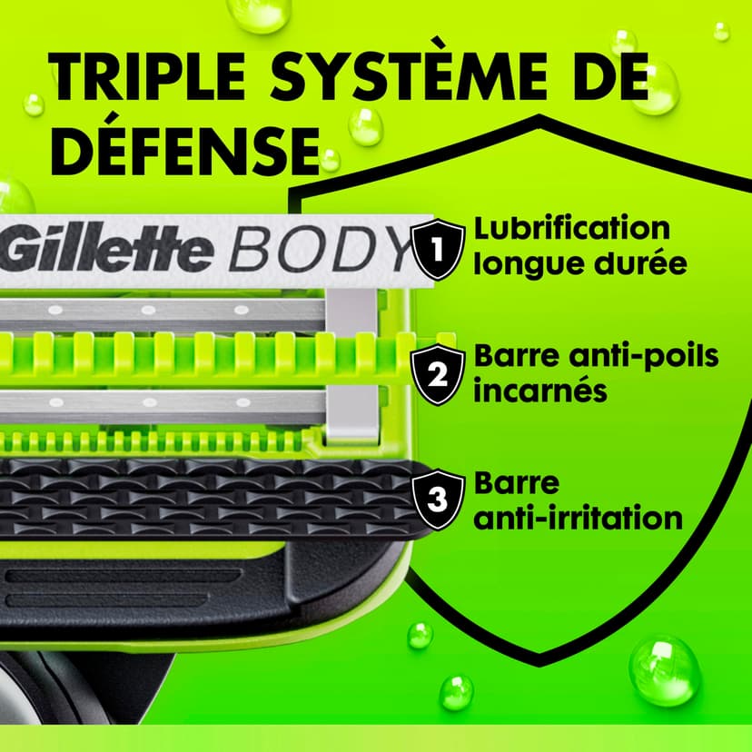 Gillette Labs Body + Intimate Rasoir Intime Homme, 4 Cartouches, Noir – Conçu pour le Rasage du Corps et du Pubis, Lames avec une Barre Anti-Poils Incarnés et Irritation, Manche Facile à Gripper - 4