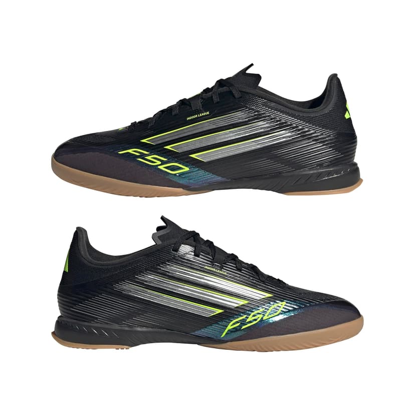 Adidas Mixte F50 League Indoor Football Boots, Core Black/Iron Metallic/Lucid Lemon, 45 1/3 EU - 9