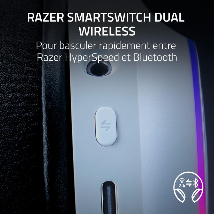 Razer Barracuda X Chroma - Casque de Jeu multiplateforme sans Fil avec 6 Zones Chroma RGB (SmartSwitch Hyperspeed & Bluetooth, 40mm Drivers, Micro cardioïde HyperClear détachable) Blanc - 2