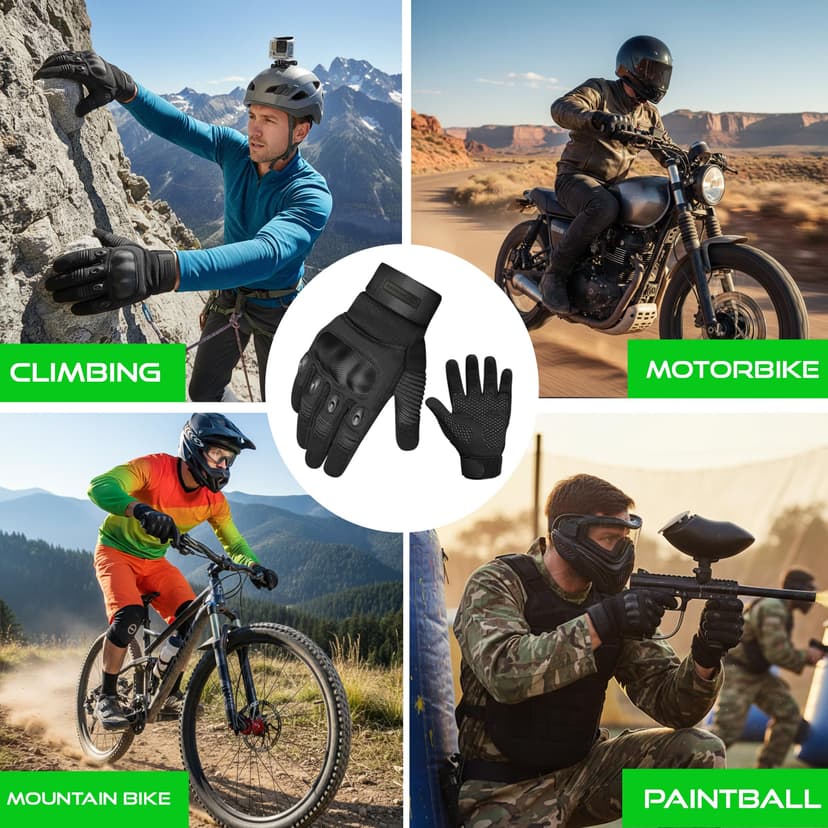 WFX Motorcycle Gloves for Men and Women Hard Knuckle Full Finger Touchscreen Motorbike Gloves for Bike Riding (BLACK, L) - 8