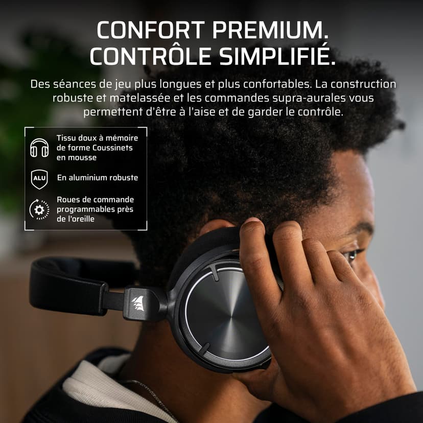 Corsair VIRTUOSO MAX WIRELESS Gaming Headset – Dolby Atmos, Active Noise Cancelling, Sonarworks SoundID, Simultaneous 2.4GHz Wireless & Bluetooth, 50mm Graphene Drivers, PC, Mac, PS5/PS4 – Carbon - 8