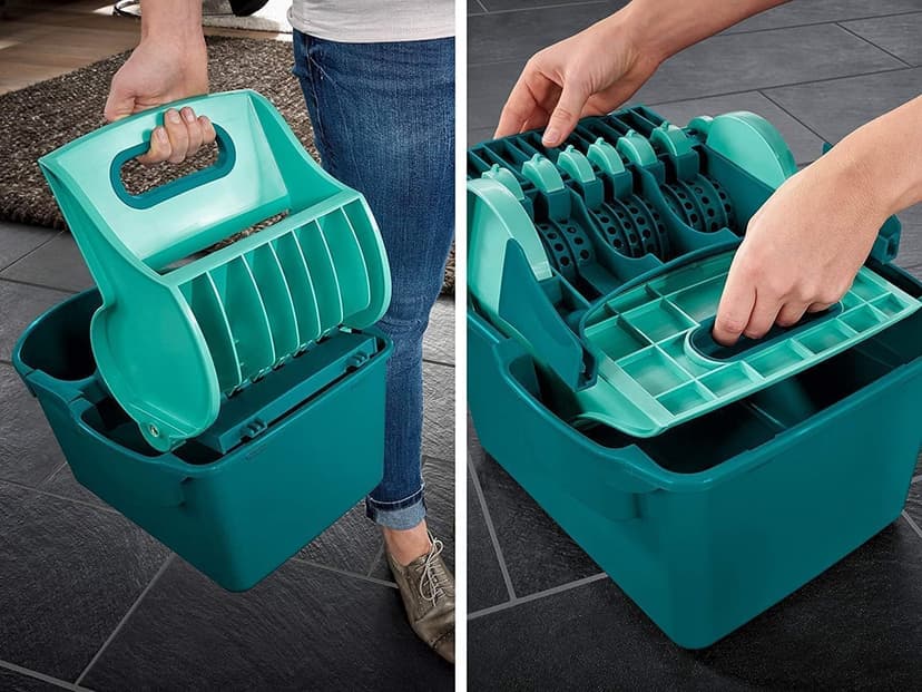 Leifheit Profi Compact Wringer Set, XL 42cm Flat Mop Head, 3-part Handle, Easy Wringing System, Turquoise - 5