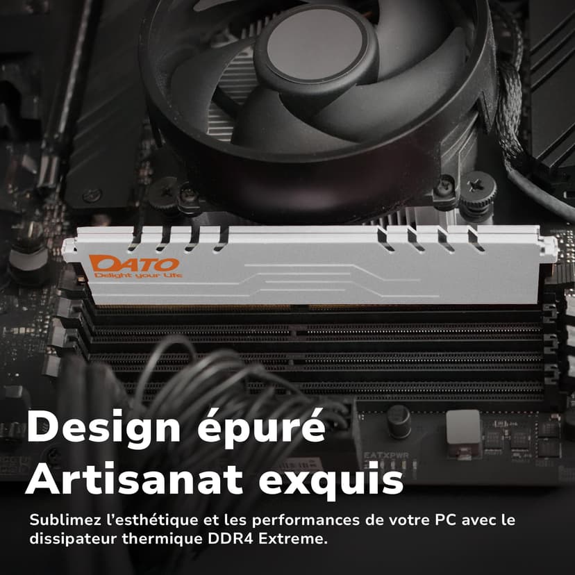 DATO 32GB RAM (16GBx2), DDR4 3200MHz with Heatsink, PC4-25600 CL16 1.35V 288-Pin Non-ECC UDIMM, Desktop Memory Module for Gaming, Extreme White - 4
