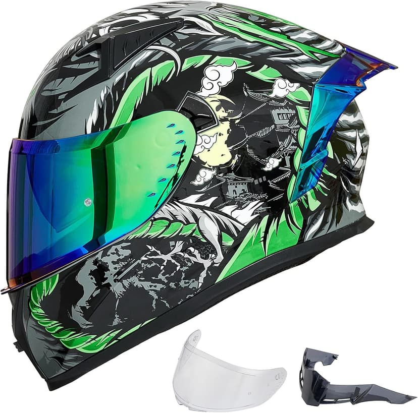 ILM Casque Moto Intégral pour Homme et Femme-Casque de Moto avec 2 Visières Compatible avec Pinlock Transparent et Teinté-Casque de Motocross Street Bike Modèle ECE Z501,Armor Red,XL - 1