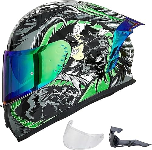 ILM Casque Moto Intégral pour Homme et Femme-Casque de Moto avec 2 Visières Compatible avec Pinlock Transparent et Teinté-Casque de Motocross Street Bike Modèle ECE Z501,Armor Red,XL