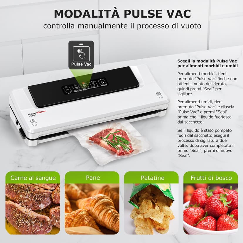 Bonsenkitchen Machine Sous Vide Alimentaire - Appareil de Mise Sous Vide pour La Cuisson Sous Vide et La Conservation des Aliments Frais, Y 5 Compris Les Sacs Sous Vide - 4