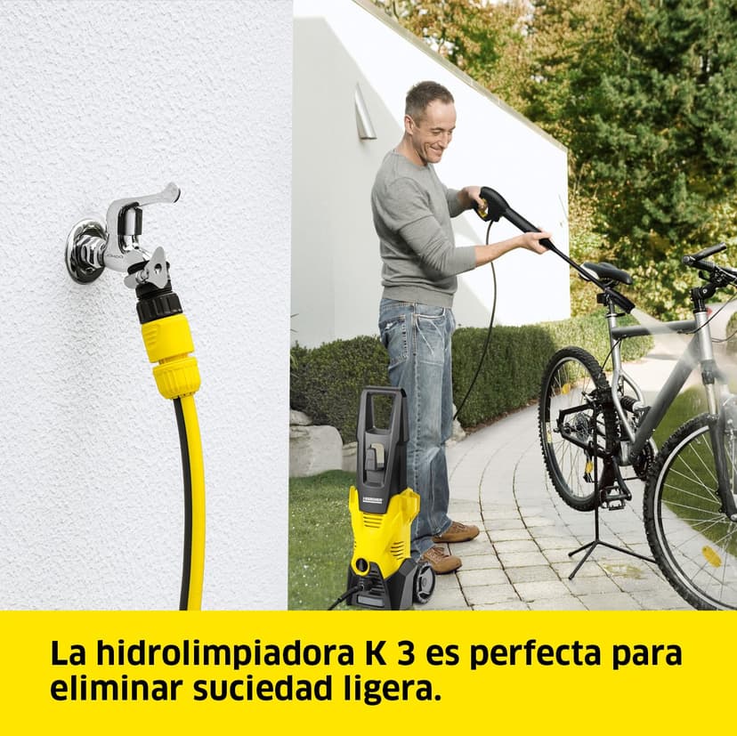 Kärcher Nettoyeur Haute Pression K 3, Pression : Max. 120 Bar, Débit : 380 l/h, Surface : 25 m²/h, Filtre à Eau, Poids : 6 kg, Flexible et Pistolet Haute Pression, Rotabuse, Lance - 2