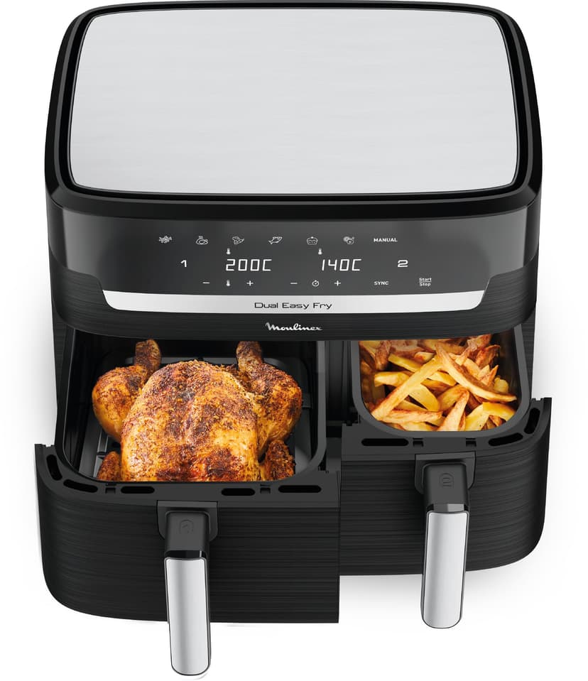 Moulinex Friteuse sans huile, Capacité 8,3 L, Jusqu'à 8 personnes, 7 programmes automatiques, Ecran tactile digital, Économie d'énergie, Air Fryer, Application dédiée, Easy Fry Dual EZ901820 - 2