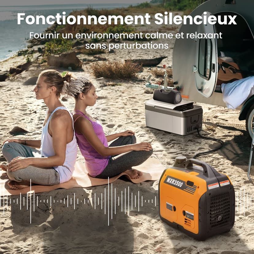 maXpeedingrods 3500W Portable Inverter Generator petrol 4-stroke with USB and 230 V sockets Super quiet and light as an emergency power generator for camping travel garage caravan construction site - 5