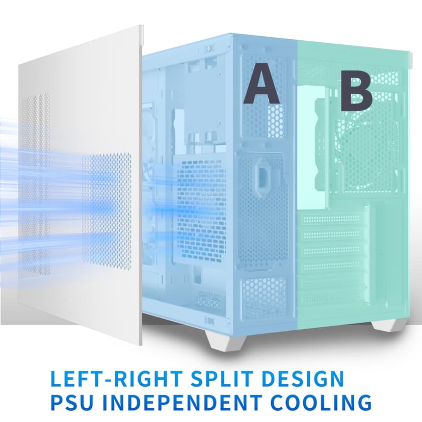 MUSETEX ATX PC Case, 360 mm Wheel Support, Type-C Gaming, 270° Full View Tempered Glass Mid Tower, 3 Non-LED Fans Pre-installed, Pure White Computer Case, Y6 - 5