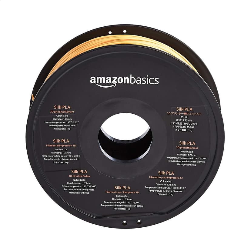 Amazon Basics Filament PLA pour imprimante 3D, diamètre 1.75 mm, doré soyeux, bobine de 1 kg - 3
