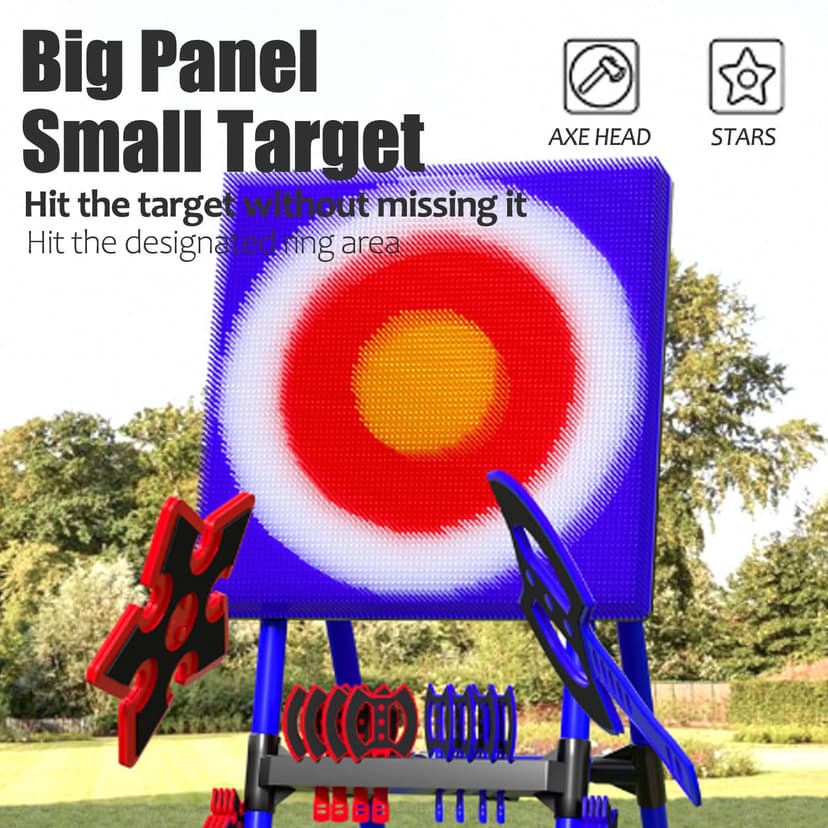 Axe Throwing Game Set with Metal Steel Frame, Includes 8 Axes and 8 Darts, Foldable Target for Outdoor and Indoor Fun, Perfect for Family and Friends Gatherings - 2