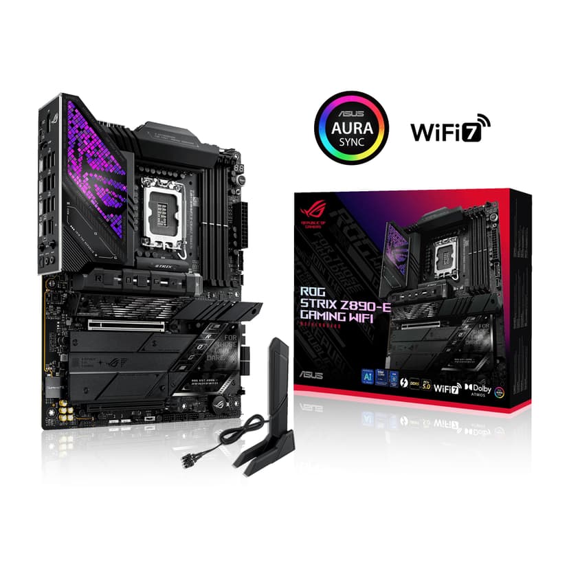 ASUS Intel ROG Strix Z890-E Gaming WiFi ATX motherboard, 18+1+2+2 power stages, DDR5 slots, PCIe 5.0 w/ full support for next-gen GPUs, seven M.2 slots, WiFi 7, AI Overclocking, AI Networking II - 7