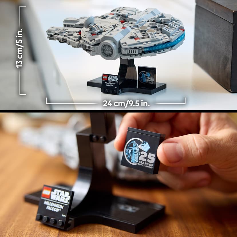 LEGO Star Wars 75375 Millennium Falcon - Set de Construction de Vaisseau Spatial Collector pour Adulte - Présentoir & Plaque Descriptive pour Déco de Bureau - Cadeau pour Fans de Un Nouvel Espoir - 5