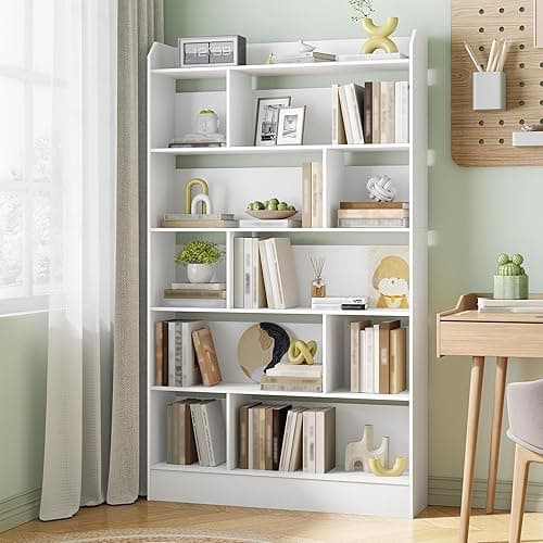 Hzuaneri Bookcase Bookcase with 6 Compartments Storage Sh…