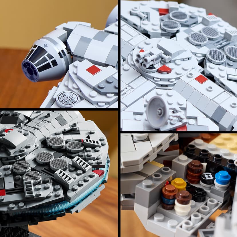 LEGO Star Wars 75375 Millennium Falcon - Set de Construction de Vaisseau Spatial Collector pour Adulte - Présentoir & Plaque Descriptive pour Déco de Bureau - Cadeau pour Fans de Un Nouvel Espoir - 4