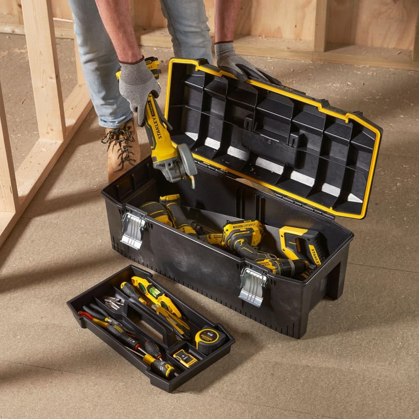 STANLEY FATMAX Waterproof Toolbox Storage with Heavy Duty Metal Latch, Portable Tote Tray for Tools and Small Parts, 28 inch, 1-93-935 - 2