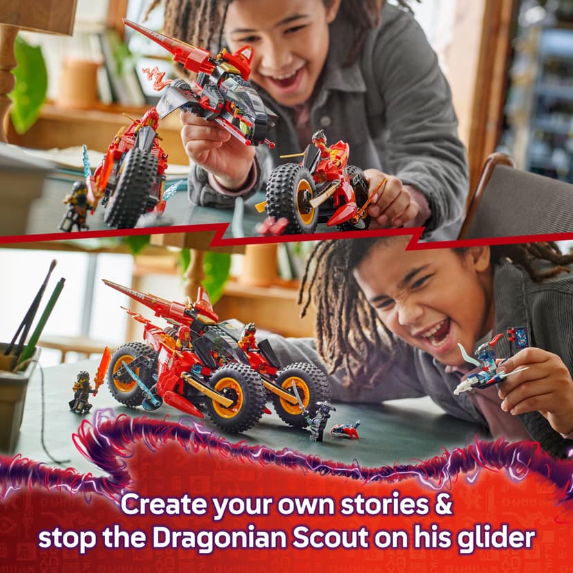 LEGO NINJAGO Ninja Combat Vehicle - Transforms into 2 Ninja Motorbikes & a Jet Plane Toy - 6 Minifigures incl. Kai & Cole - Dragons Rising Birthday Gift for 8+ Year Old Boys - 71844 - 6