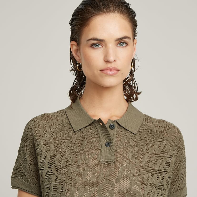 G-Star Women's Pointelle Lightweight Knitted Polo, Green (ensis green D26061-D166-6057), M - 6