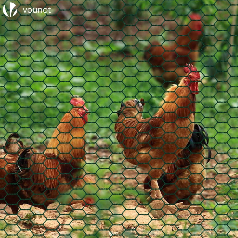 VOUNOT Chicken Wire Mesh Roll, PVC Coated Hexagonal Wire Mesh Fencing, Wire Poultry Netting, 1m x 25m, Hole Size: 25mm, Green - 3
