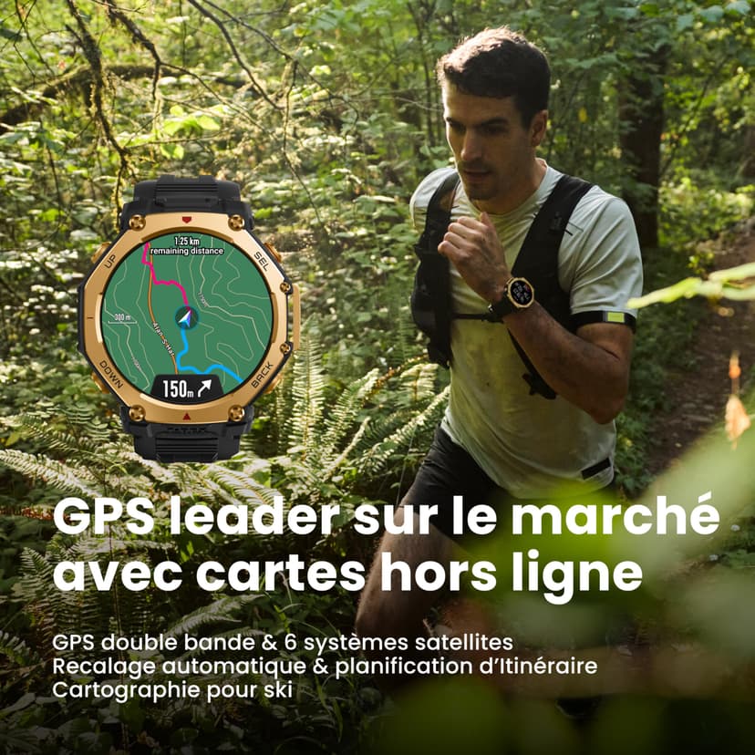 Amazfit T-Rex 3 Pro Outdoor Smart Watch 48mm Sapphire AMOLED Display, Ti Bezel, Dual Band GPS, Offline Maps, 25 Days Battery, Built-in Flashlight, 10 ATM, 180+ Sports Mode for Android & iPhone - 5