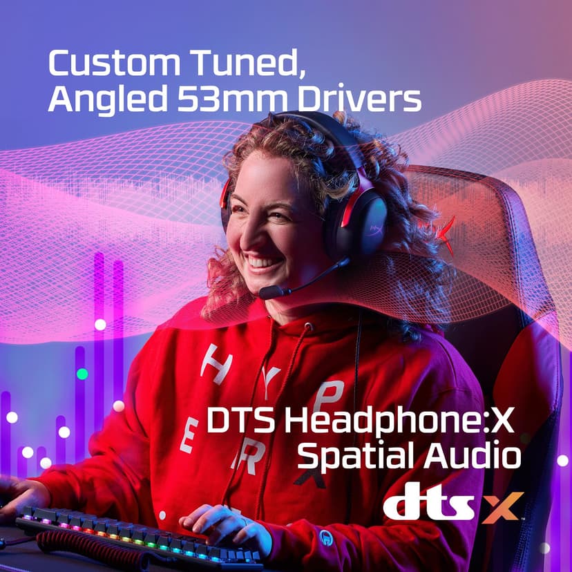 HyperX Cloud III – Wired Gaming Headset, PC, PS5, Xbox Series X|S, Angled 53mm Drivers, DTS, Memory Foam, Durable Frame, Ultra-Clear 10mm Mic, USB-C, USB-A, 3.5mm – Black/Red - 3