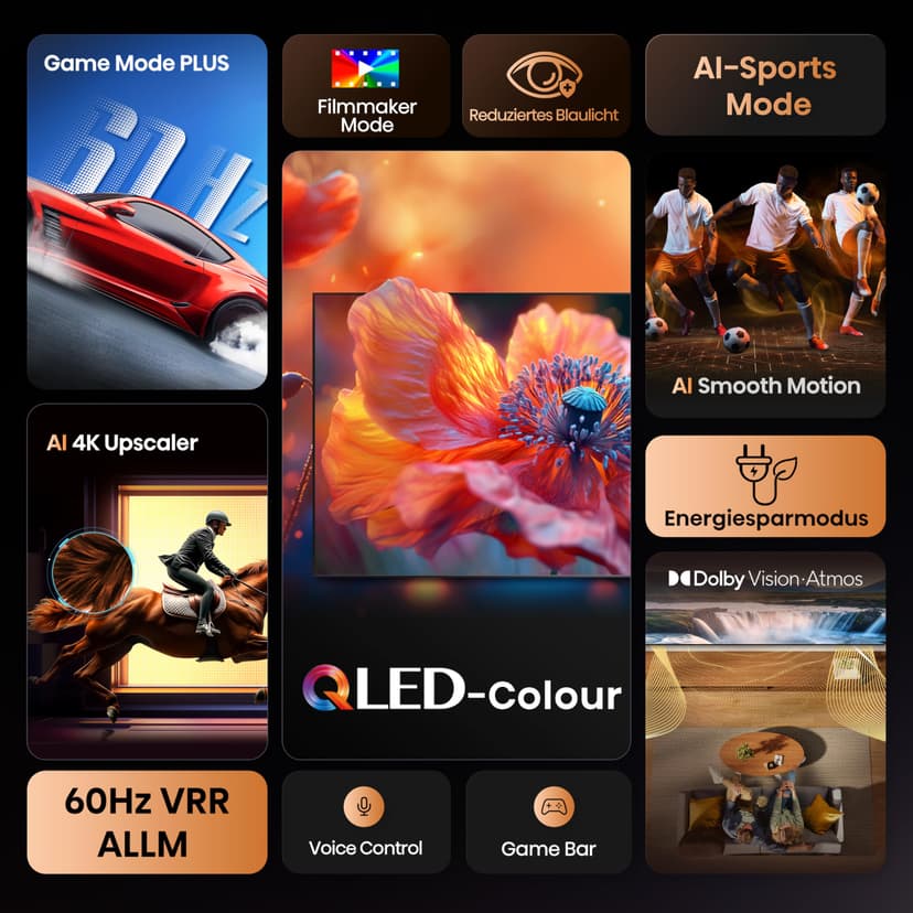 Hisense QLED 43 43E7Q 4K Ultra HD Smart TV VIDAA WiFi Dolby Vision HDMI 2.1 - 3