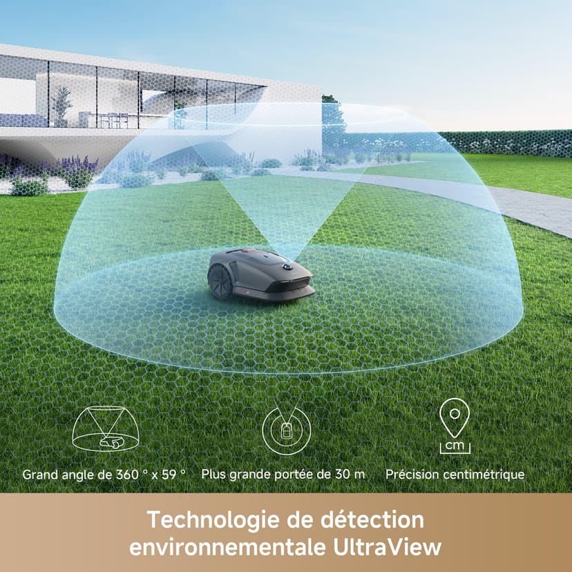 MOVA 1000 Robotic Lawnmower, UltraView Wireless Installation and Accurate Mapping up to 1000 m², smart Obstacle Avoidance, app Control, Improved Off-Road Wheels, U-Shaped Mowing, Fast Charging - 3