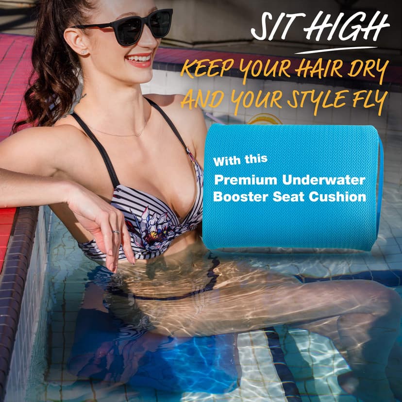 STAR SPLASH Hot Tub Booster Seat, 15 x 12 x 5 Inches - Hot Tub Pillow with Non-Slip Micro Dot Bottom and 6 Weighted Sections - Quick Dry Bath Accessories for Indoor or Outdoor Spa - 5