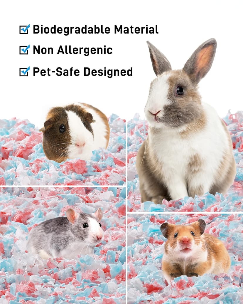 BUCATSTATE Litières pour Hamsters 70L, Super Absorbante & 99,9% sans Petit Animal Papier Poussière pour Souris, Rats, Rongeurs, Cochon d'Inde, Chinchilla - 7