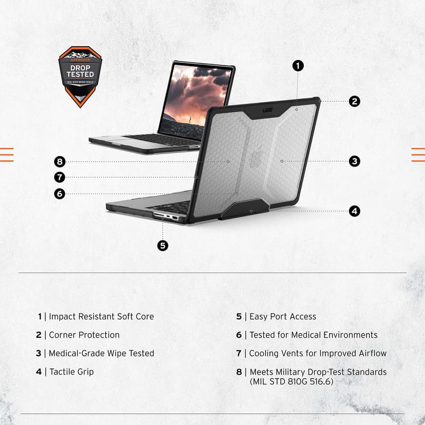 URBAN ARMOR GEAR UAG Designed for MacBook Pro 14" Case M5 2026 M4 2024 M3 2023 Pro/Max Chip Rugged Military Grade Laptop Cover, Plyo Translucent Clear Ice - 3