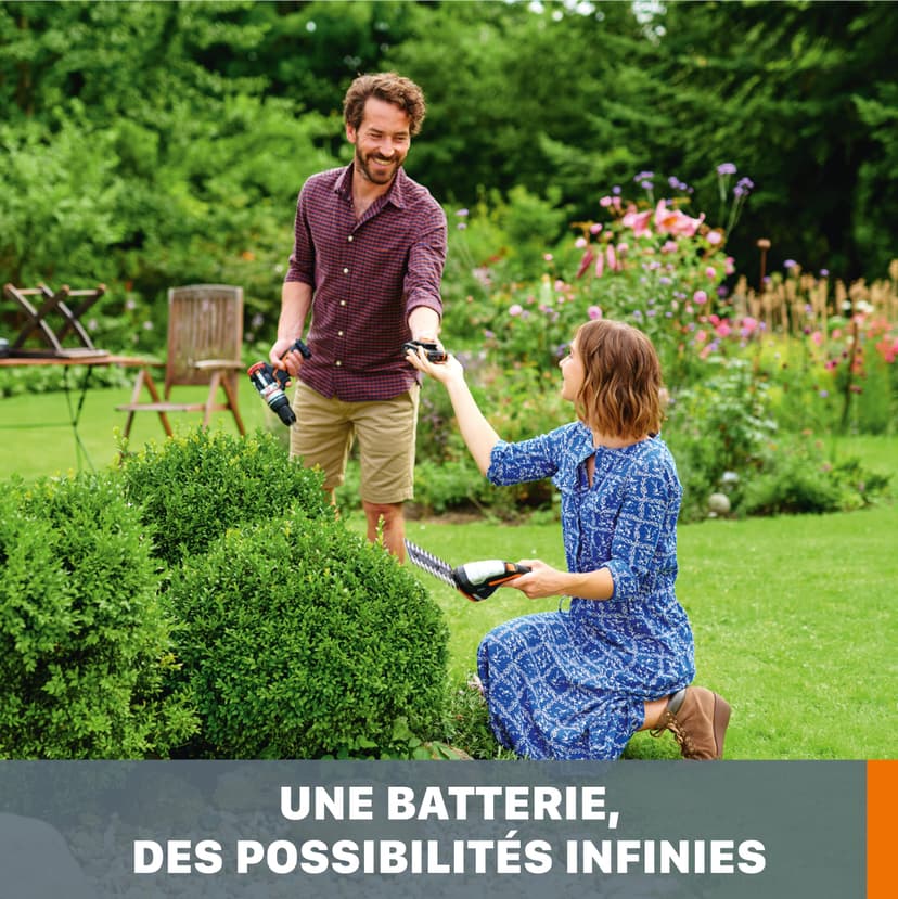 WORX Kit de Démarrage Pack Batterie Lithium 20V et Chargeur Rapide WA3601, Batterie de 2Ah, Charge en Une Heure Votre Outil, Compatible avec Tous Les Outils sans Fil WORX Powershare - 3