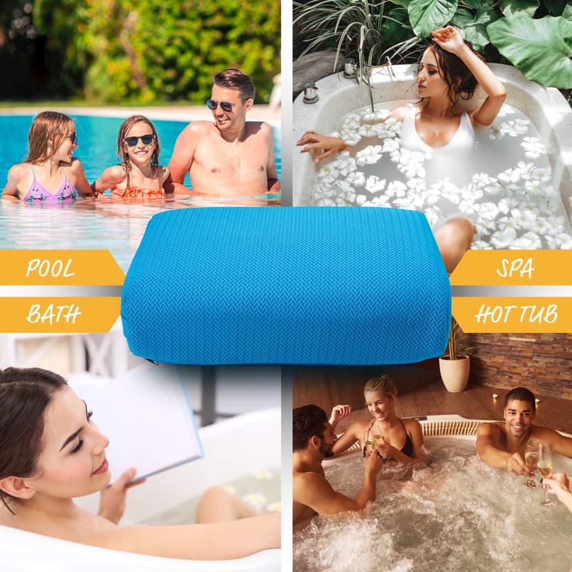 STAR SPLASH Hot Tub Booster Seat, 15 x 12 x 5 Inches - Hot Tub Pillow with Non-Slip Micro Dot Bottom and 6 Weighted Sections - Quick Dry Bath Accessories for Indoor or Outdoor Spa - 7