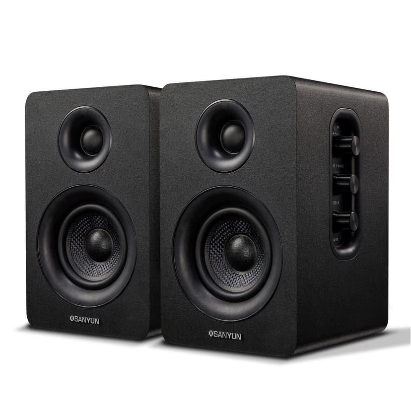 Sanyun SW208 3" Active Bluetooth 5.0 Bookshelf Speakers -… - 1