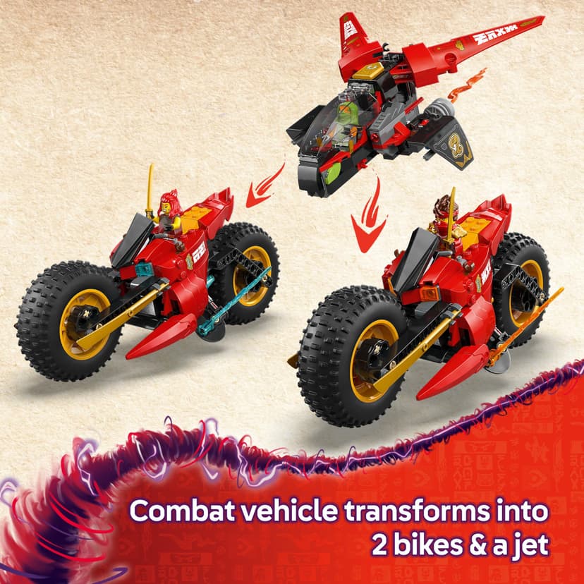 LEGO NINJAGO Ninja Combat Vehicle - Transforms into 2 Ninja Motorbikes & a Jet Plane Toy - 6 Minifigures incl. Kai & Cole - Dragons Rising Birthday Gift for 8+ Year Old Boys - 71844 - 3